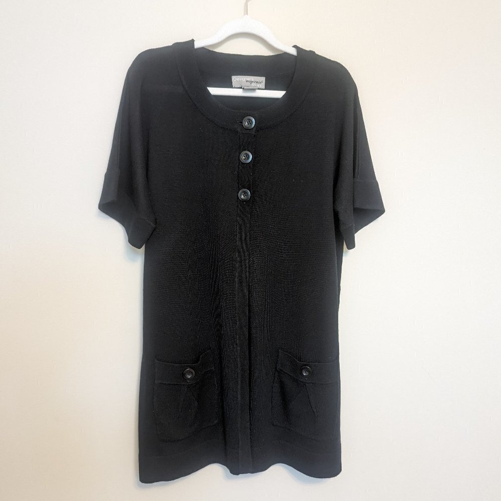 Designers Originals Studio black short sleeve swing cardigan  academia Large EUC